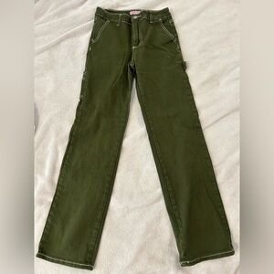 GOGO Star Girls Green Carpenter Pants Size 16 Wide Leg Utility Pants